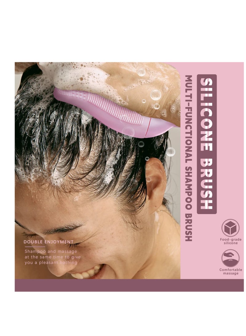 Excefore Silicone Face Wash Brush Shampoo Brush Manual Facial Cleansing Brush Multi Function Scalp Scrubber Face Hair Brush Exfoliator Cleanser for Blackheads Whiteheads Residues Removal Scalp Care 2PCS - Image 3