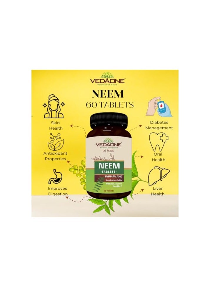 Vedaone USDA Organic Neem 750mg - 60 Tablets For Skin And Overall Wellness - Image 3