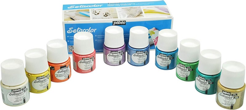 Pebeo Setacolor Opaque Light Fabrics Paint Set - 10 Colors, 45ml Each - Image 3