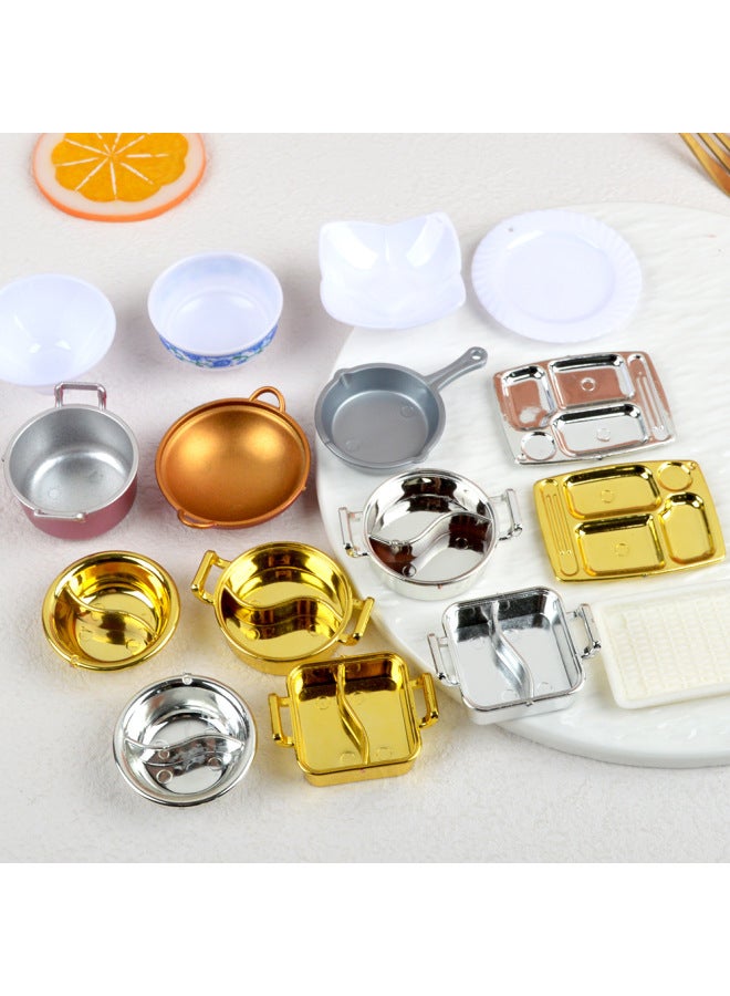 Loquat Mini Miniature Simulation Bowl Dish Bowl Steaming Rack Casserole Accessories DIY Tableware Food Play Mini Simulation Kitchen Toys-Color:Golden Mandarin Duck Pot - Image 2