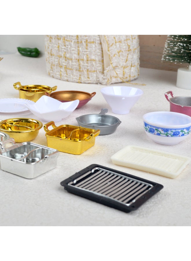 Loquat Mini Miniature Simulation Bowl Dish Bowl Steaming Rack Casserole Accessories DIY Tableware Food Play Mini Simulation Kitchen Toys-Color:Golden Mandarin Duck Pot - Image 3