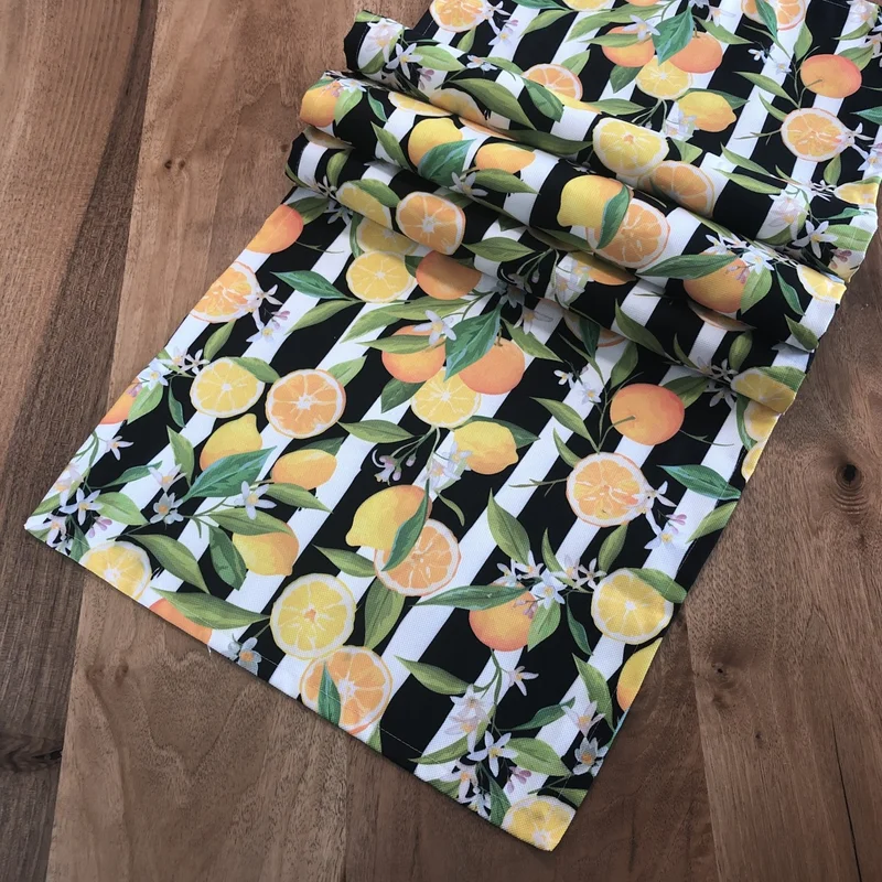 Desenİzmir PatternIzmir Yellow Lemon Patterned Square Runner Cover