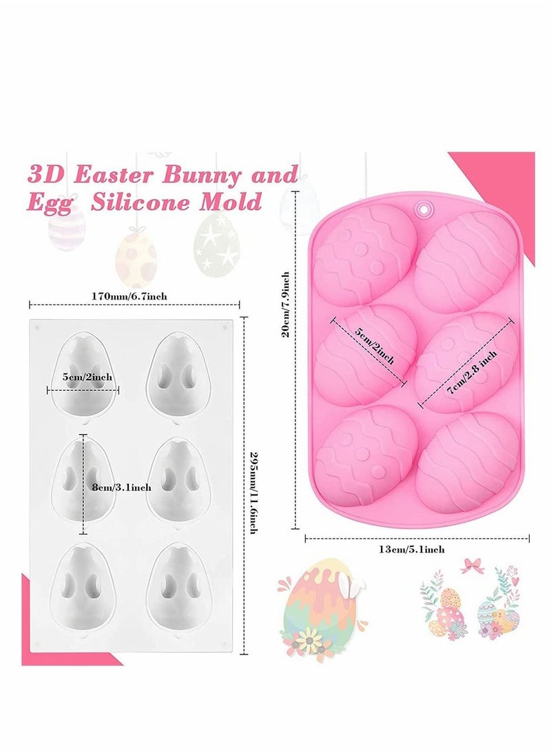 Y&D - 3 Pieces Egg Shape and Bunny Cake Baking Mold, 3D Chocolate Silicone DIY Candy Mold for Handmade Soap Pastry Gummy Mousse French Dessert Decoration - Image 1