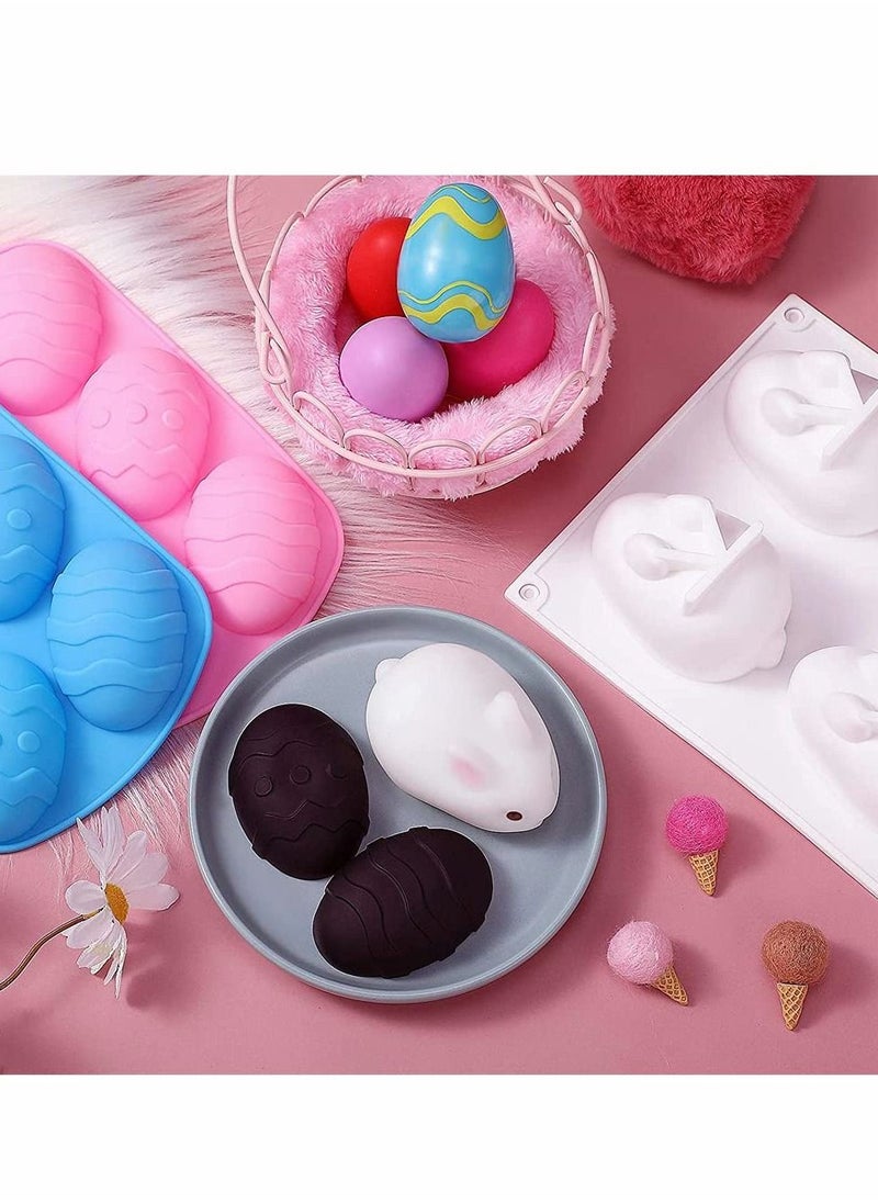 Y&D - 3 Pieces Egg Shape and Bunny Cake Baking Mold, 3D Chocolate Silicone DIY Candy Mold for Handmade Soap Pastry Gummy Mousse French Dessert Decoration - Image 1