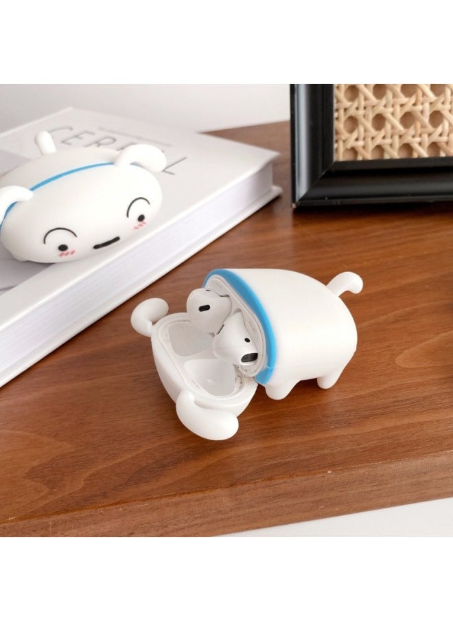Generic - Cute Little White AirPods For Apple 4Th Generation Bluetooth Headphone Case 2024 Cartoon Protective Cover-Color:Wildland Xiaobai-Applicable Models:AirPods 4(2024) - Image 1