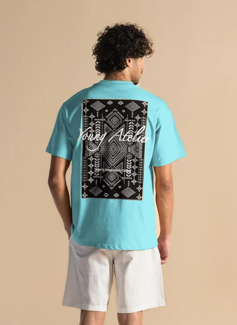 SHAPES CONTRAST PRINT COTTON T-SHIRT