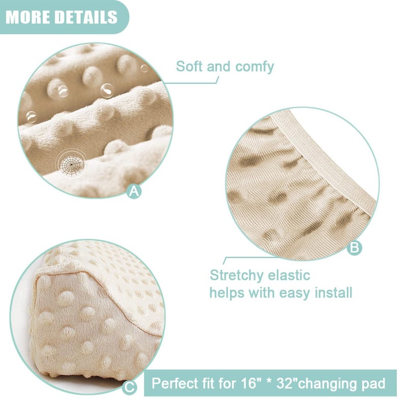 iEvolve Changing Pad Cover Ultra Soft Minky Dots Changing Table Cover Breathable Changing Table Sheet Diaper Changing Pad Cover for Baby Boys Girls (LightBeige) - Image 3