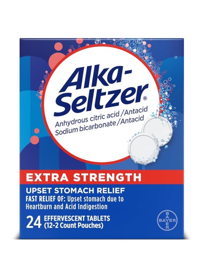 Alka-Seltzer Extra Strength Tablets, Extra-Strength Antacid & Pain Relief, Original (24 Tablets) - Image 1