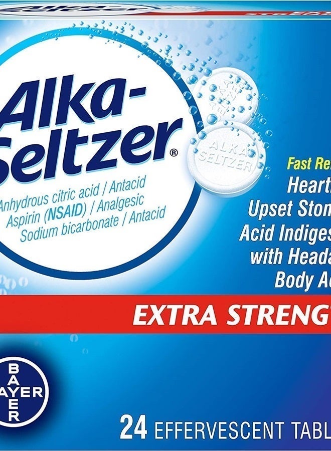 Alka-Seltzer Extra Strength Tablets, Extra-Strength Antacid & Pain Relief, Original (24 Tablets) - Image 3