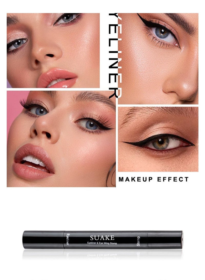 سويكي قلم تحديد العيون مع ختم رسمة جناح العين - محدد عيون أسود مقاوم للماء يدوم طويلاً - Image 4