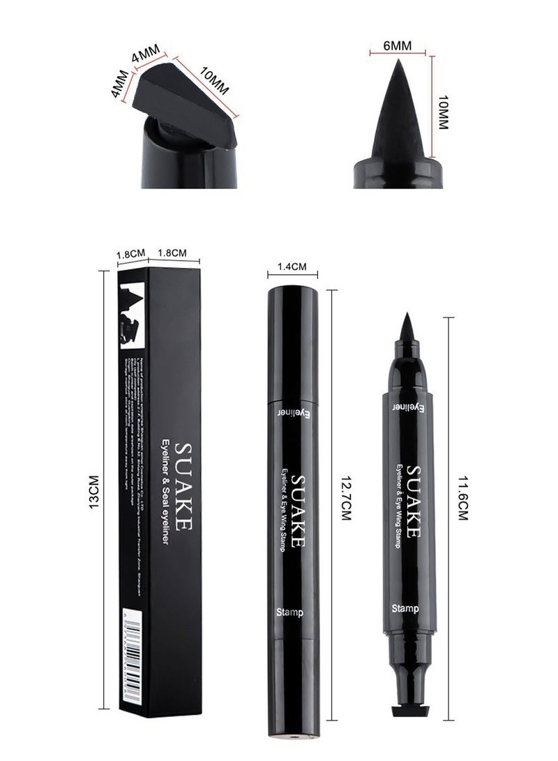 سويكي قلم تحديد العيون مع ختم رسمة جناح العين - محدد عيون أسود مقاوم للماء يدوم طويلاً - Image 5