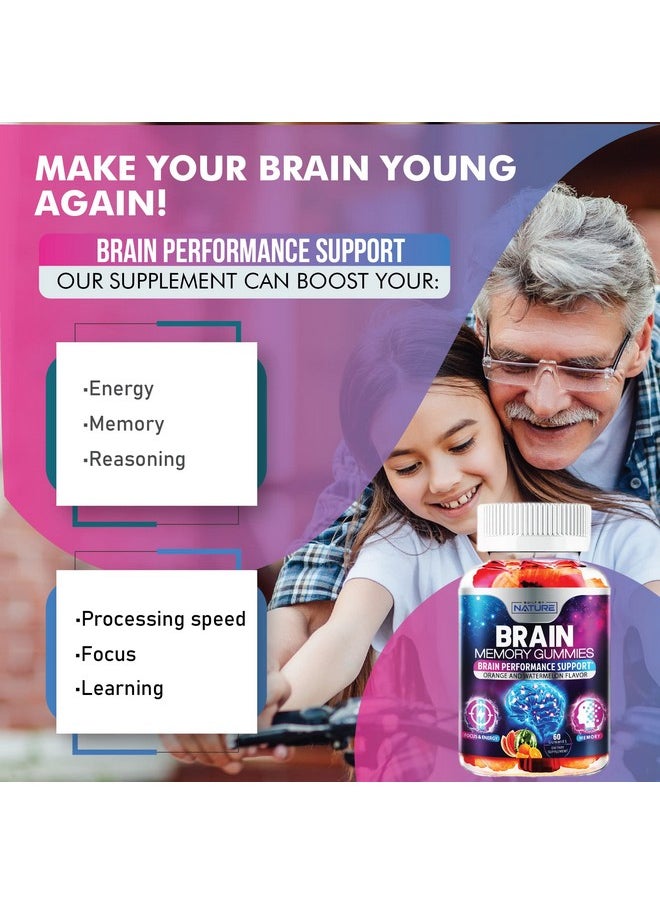 Brain Supplements For Memory And Focus Nootropics Brain Support Cognitive Health For Adults Neuro Mind Vitamins 60 Gummies