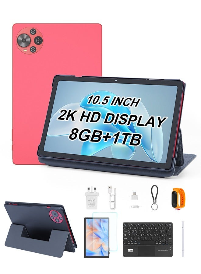 C Idea Tablet 10.5 Inch , WIFI Android Tablet Pc with SIM, 2K Screen Educational Tablet with keyboard and Mouse CM10500 Plus red - Image 1