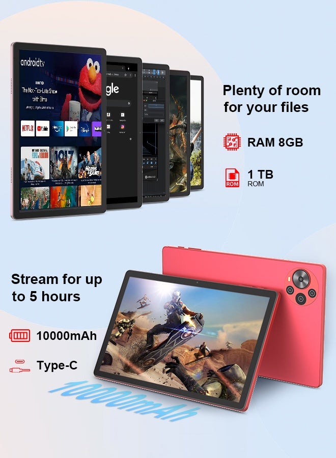 C Idea Tablet 10.5 Inch , WIFI Android Tablet Pc with SIM, 2K Screen Educational Tablet with keyboard and Mouse CM10500 Plus red - Image 3