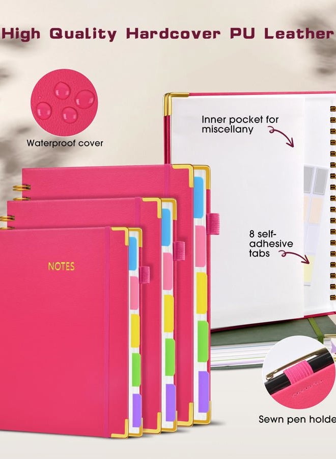 dilitego Hardcover Spiral Notebook 8.5"x11" Journal with Removable Dividers Tabs, 300 Pages Leather 5 Subject Notebook College Ruled, Large A4 Notebooks for Work School, Lined Journal for Women, A4 Rose - Image 2