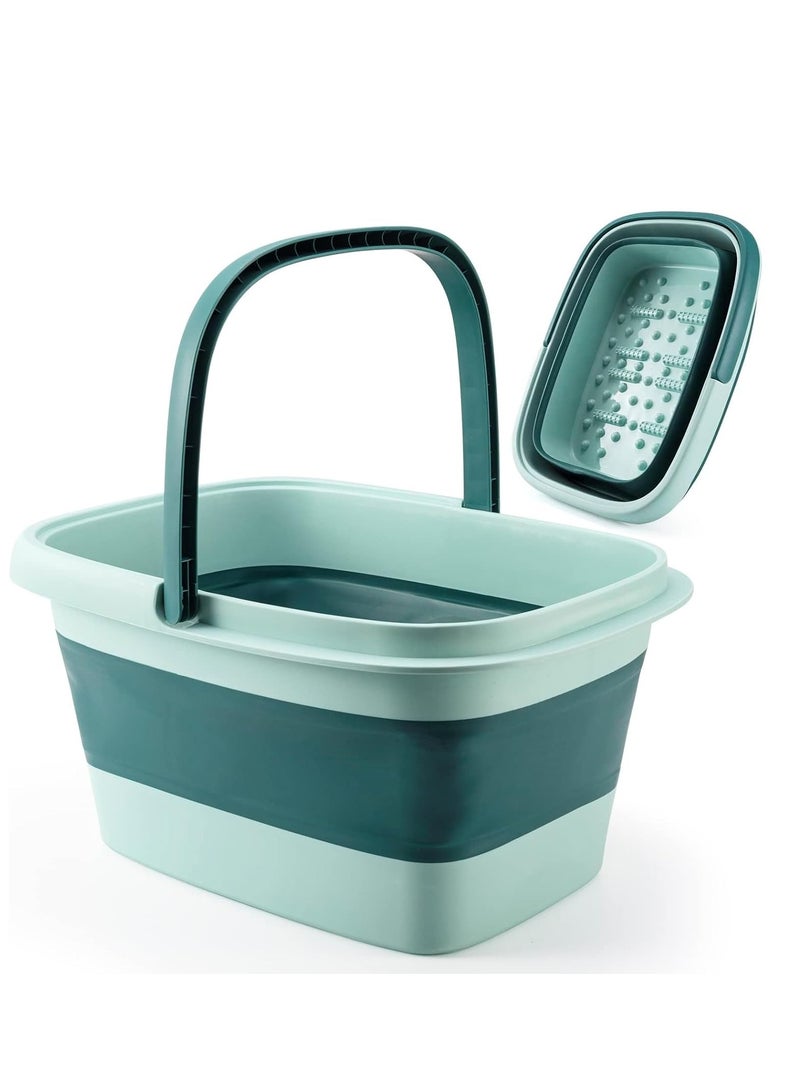 Generic Foot Bath Collapsible Foot Bath Foot Soak Tub with Handle Foot Spa Bath 15L/4 Gallons Massager Foot Soaking Bath Basin Feet for Dry Cracked Feet, Pedicure Foot Soak, Home Spa Treatment (Green) - Image 1