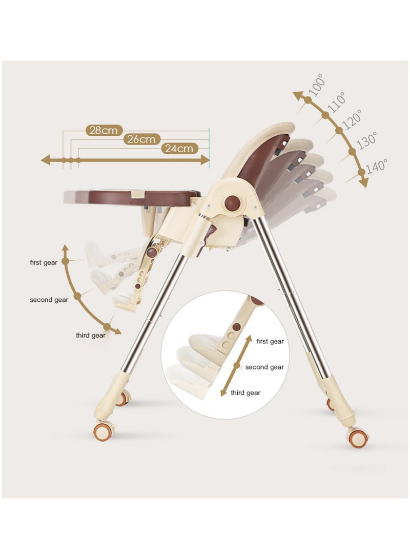 GT-Wheel Foldable Baby High Chair 4 in 1 with Wheels, converts to Infant Floor Seat, Toddler Booster Chair, Kids Table - Image 3