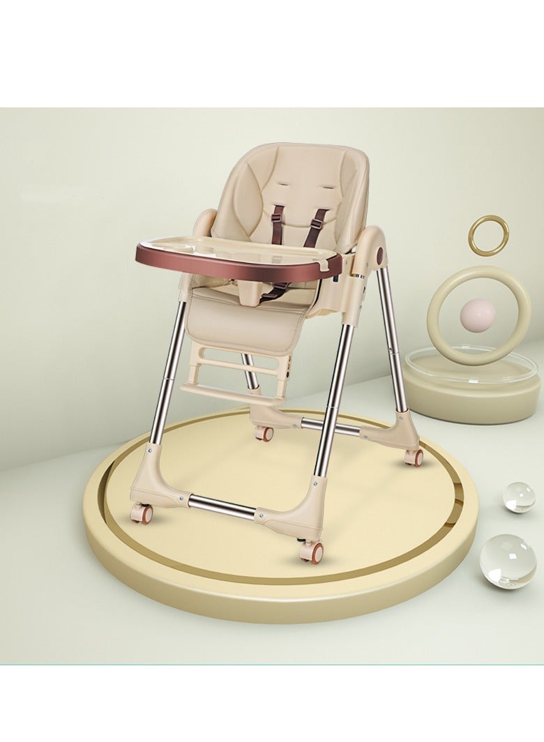 GT-Wheel Foldable Baby High Chair 4 in 1 with Wheels, converts to Infant Floor Seat, Toddler Booster Chair, Kids Table - Image 1