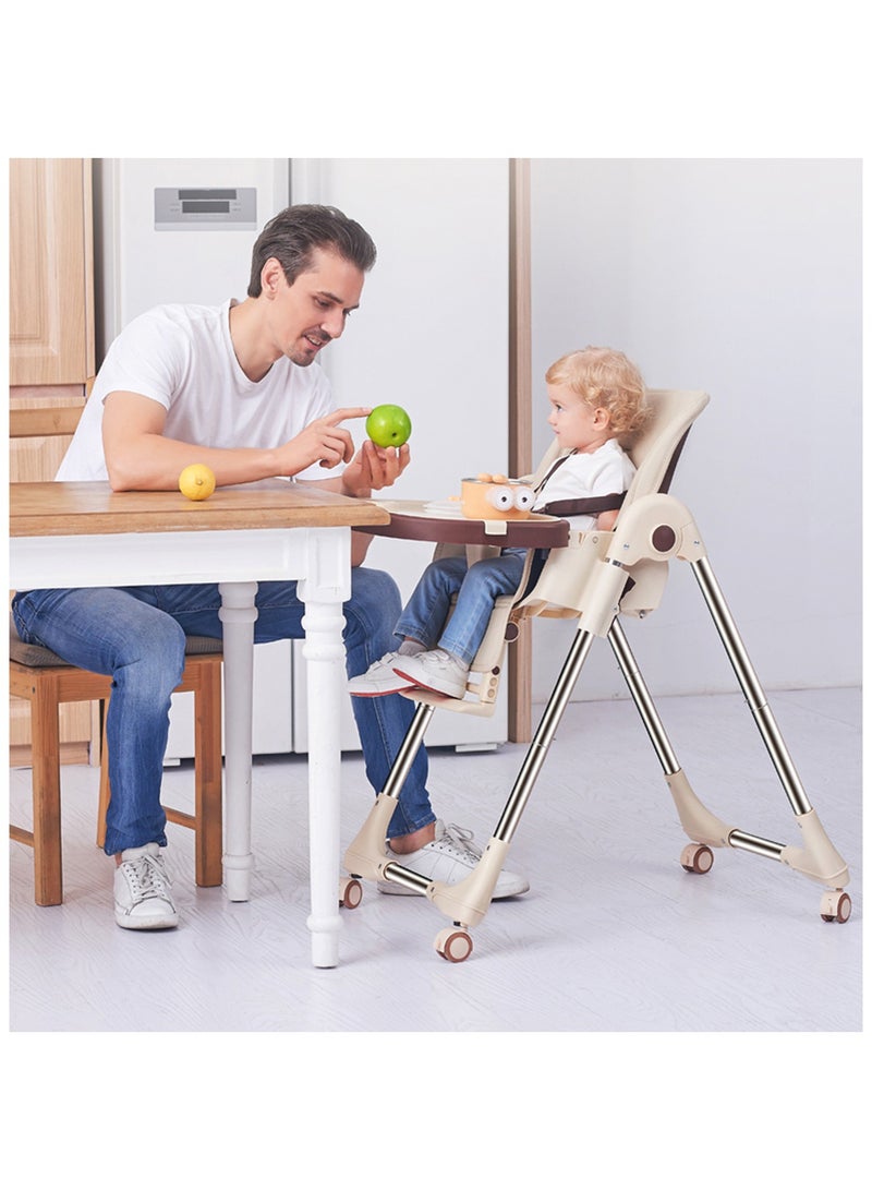 GT-Wheel Foldable Baby High Chair 4 in 1 with Wheels, converts to Infant Floor Seat, Toddler Booster Chair, Kids Table - Image 2