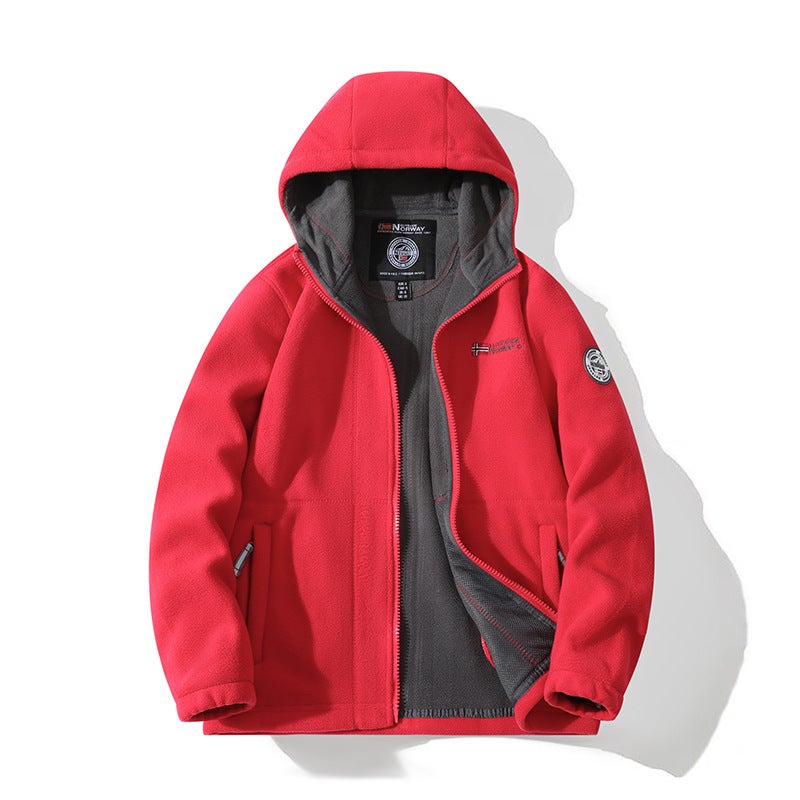 Thickened Double-Layer Fleece Lined Hooded Thermal Cotton Jacket Coat for Men And Women Outdoor Exploration Warm Coat sky blue - Image 3