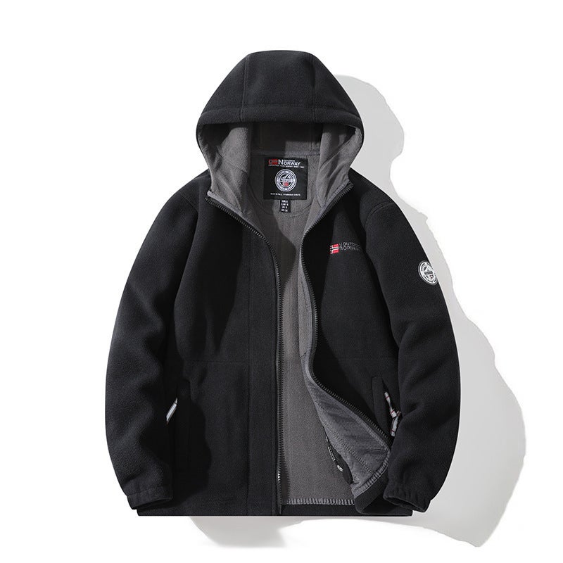 Thickened Double-Layer Fleece Lined Hooded Thermal Cotton Jacket Coat for Men And Women Outdoor Exploration Warm Coat sky blue - Image 4