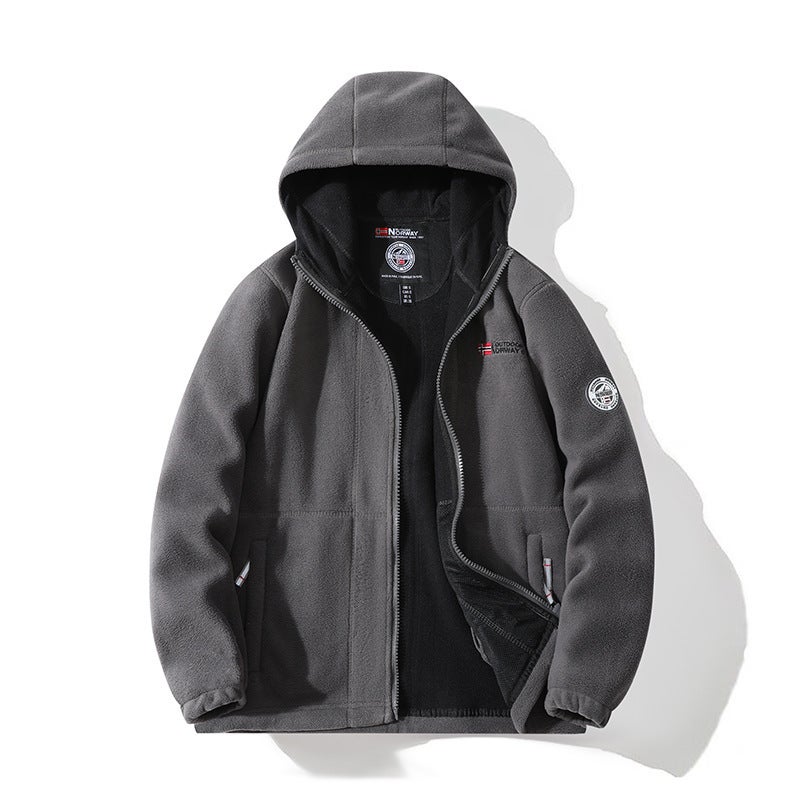 Thickened Double-Layer Fleece Lined Hooded Thermal Cotton Jacket Coat for Men And Women Outdoor Exploration Warm Coat sky blue - Image 5