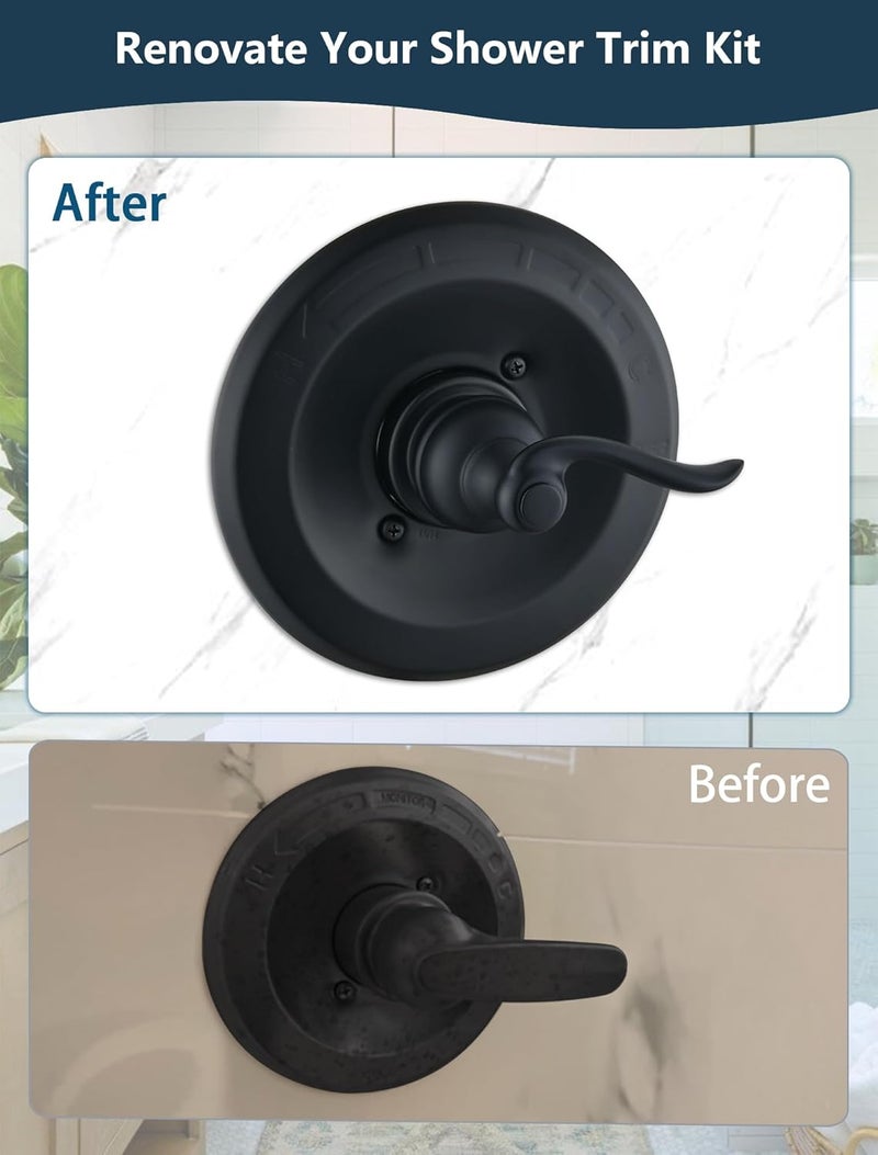 DLymtrx Replacement for Delta 13/14 Series BT14096 Trim Kit, Shower Cover Plate with Handle (Cartridge and Valve Not Included),Matte Black - Image 4