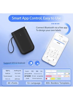 NIIMBOT D11 Label Maker Machine Portable Bluetooth Sticker Label Printer with 1 Roll 12*40mm White Tape, USB Rechargeable, Inkless Thermal Label Maker with 10-15mm Print Width, Ideal for Office Home Organization and Small Business Supplies, Black  - Image 2