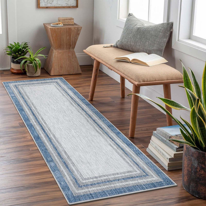 Beeiva Blue Kitchen Runner Rug, 2x5, Non Slip, Machine Washable, Non Shedding, Ideal for High-Traffic Areas - Image 1