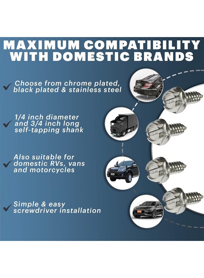 OttoSpeed Rustproof Stainless License Plate Screws - Set of 8 Stainless Steel License Plate Frame Screws for Fastening License Plates, Frames and Covers - Image 3