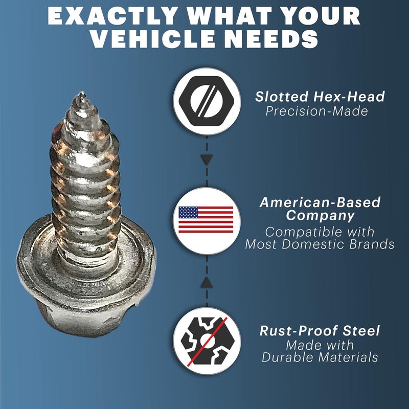 OttoSpeed Rustproof Stainless License Plate Screws - Set of 8 Stainless Steel License Plate Frame Screws for Fastening License Plates, Frames and Covers - Image 5