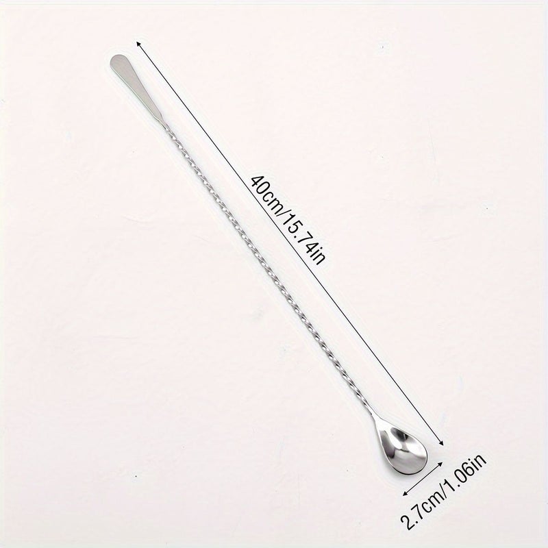 1 4 Pieces Stainless Steel 304 Long Handle Stirring Spoon Cocktail Mixing Rod Ice Spoon Soup Coffee Tea Stirrer Type D - Image 4