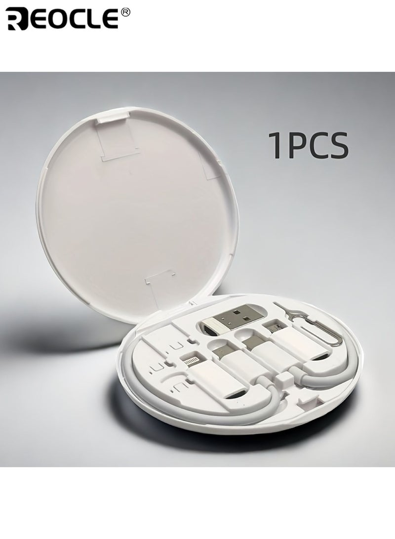 REOCLE 5-In-1 Multifunctional Data Cable Storage Box Portable USB Connector Adapter Kit Fast 60w Charging Multiple Interfaces Self-pin for Card Removal Convenient Storage - Image 2