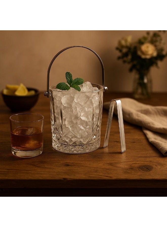 Deli Glass Glass ice bowl and bucket with clear acrylic tongs - Image 1