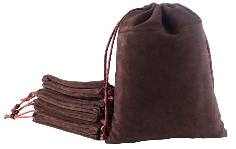Sansam Medium Velvet Drawstring Gift Bag 20pcs Jewelry Accessory Pouch for Bracelets Necklaces Gifts Reusable with Satin Cord Brown