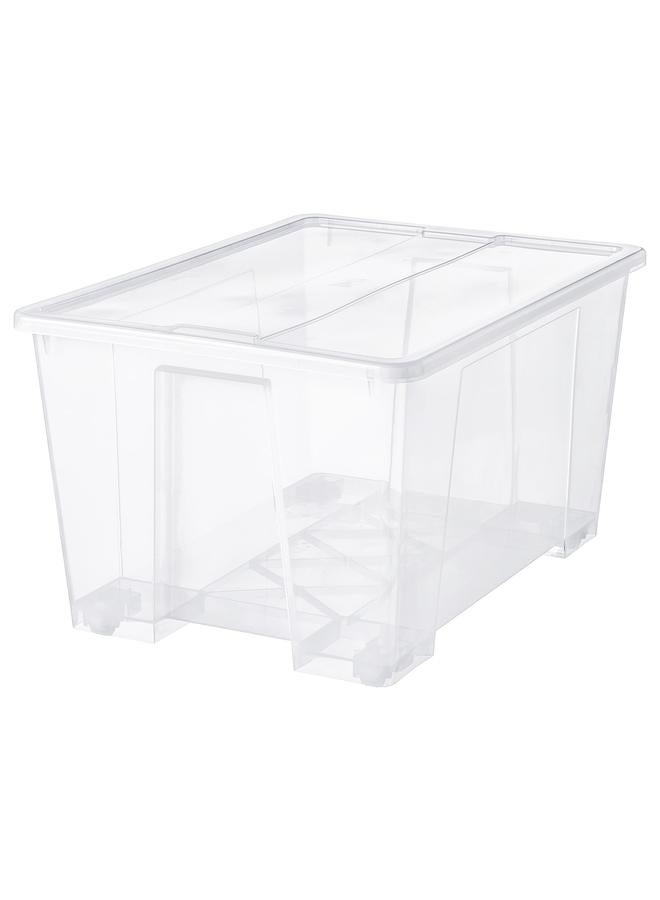 زبون صندوق مع غطاء، شفاف، 79x57x43 سم/130 لتر - Image 1