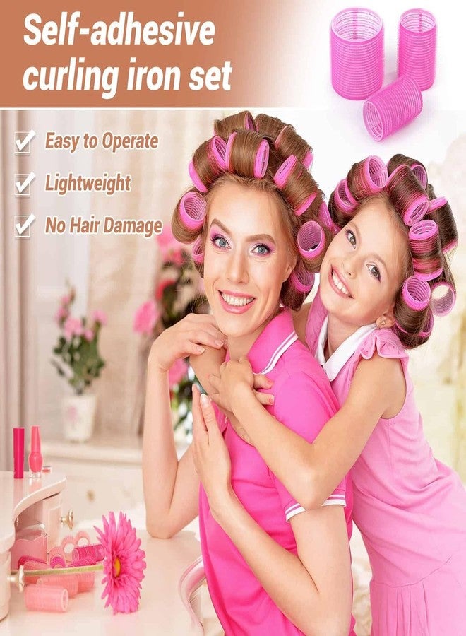 VIVIAN Self Grip Hair Rollers Curlers 24 Pcs Set with 12Pcs Heatless Hair Rollers 3 Sizes (4 Jumbo, 4 Large & 4 Medium) and 12 Pcs Hair Clips for Long Short Thick Fine Thin Hair Volume (pink) - Image 4