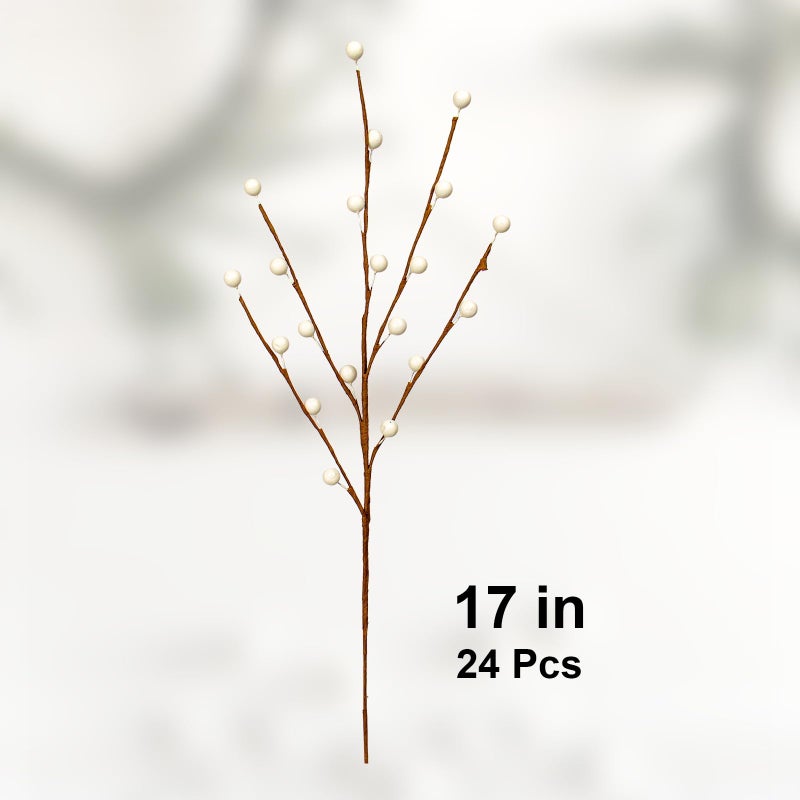MG MagicGarden 24 PCS White Berry Picks 17 Inch Tall Christmas Berry Stems Christmas Tree Branches with White Berries for Xmas Tree Winter Holiday Vase Filler Centerpiece Flower Arrangement - Image 5