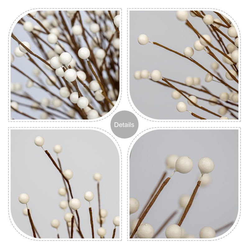 MG MagicGarden 24 PCS White Berry Picks 17 Inch Tall Christmas Berry Stems Christmas Tree Branches with White Berries for Xmas Tree Winter Holiday Vase Filler Centerpiece Flower Arrangement - Image 4