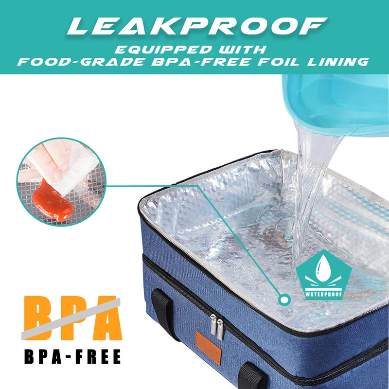Uoxfill Lunch Bag Insulated Thermal Food Carrier Insulated Double Decker Casserole Carrier For Hot Or Cold Food Insulated Tote Bag For Potluck Cookouts Picnic Lasagna Holder - Image 4