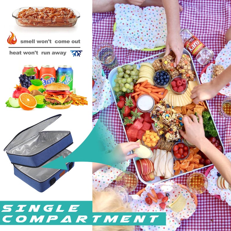 Uoxfill Lunch Bag Insulated Thermal Food Carrier Insulated Double Decker Casserole Carrier For Hot Or Cold Food Insulated Tote Bag For Potluck Cookouts Picnic Lasagna Holder - Image 2