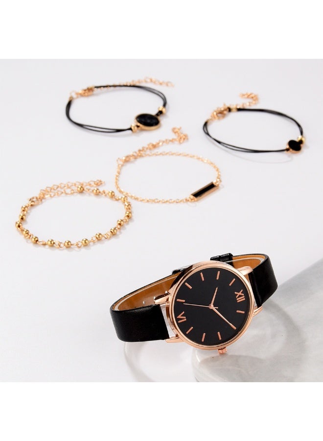 5PCS Stylish Beautiful Ladies Watch Bracelet Charming and Elegant Holiday Gift Women's Watch Set Women's Bangle Watch and Bracelet Set  - Image 4