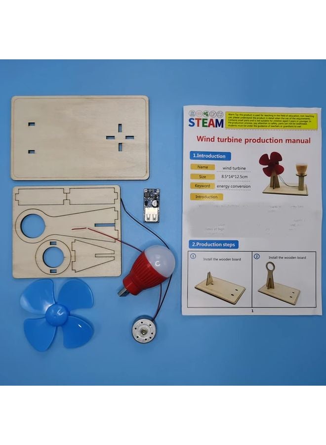 مجموعة تجارب البخار التي تعمل بالطاقة الريحية مع مصباح كهربائي مشروع فيزياء للأطفال 1 قطعة - Image 1