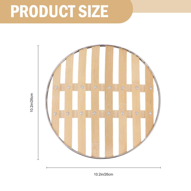 Reusable 26cm Round Bamboo Steamer Basket Set For Dumplings Vegetables Home Cooking - Image 3