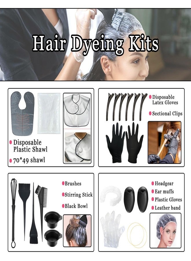 JunKuJK 20PCS Hair Dye Coloring Kit,Hair Coloring Dyeing Bleaching Kit with Dye Brush,Mixing Bowl,Tint Comb,Blender,Ear Cover,Gloves,Hairpin,Cape,Cap,Rubber Band,Hair Salon Dye Tools for DlY Salon - Image 2