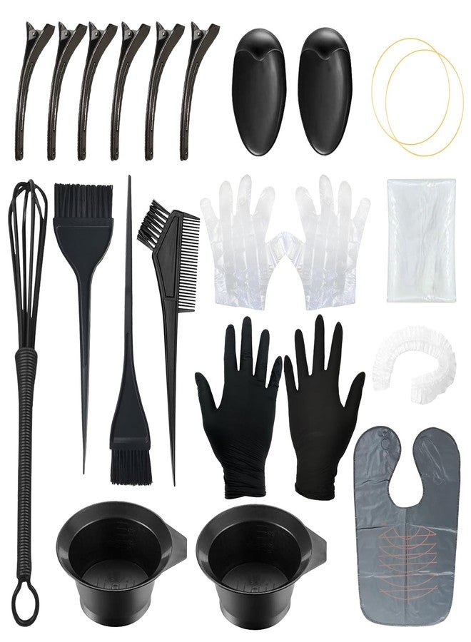 JunKuJK 20PCS Hair Dye Coloring Kit,Hair Coloring Dyeing Bleaching Kit with Dye Brush,Mixing Bowl,Tint Comb,Blender,Ear Cover,Gloves,Hairpin,Cape,Cap,Rubber Band,Hair Salon Dye Tools for DlY Salon - Image 1