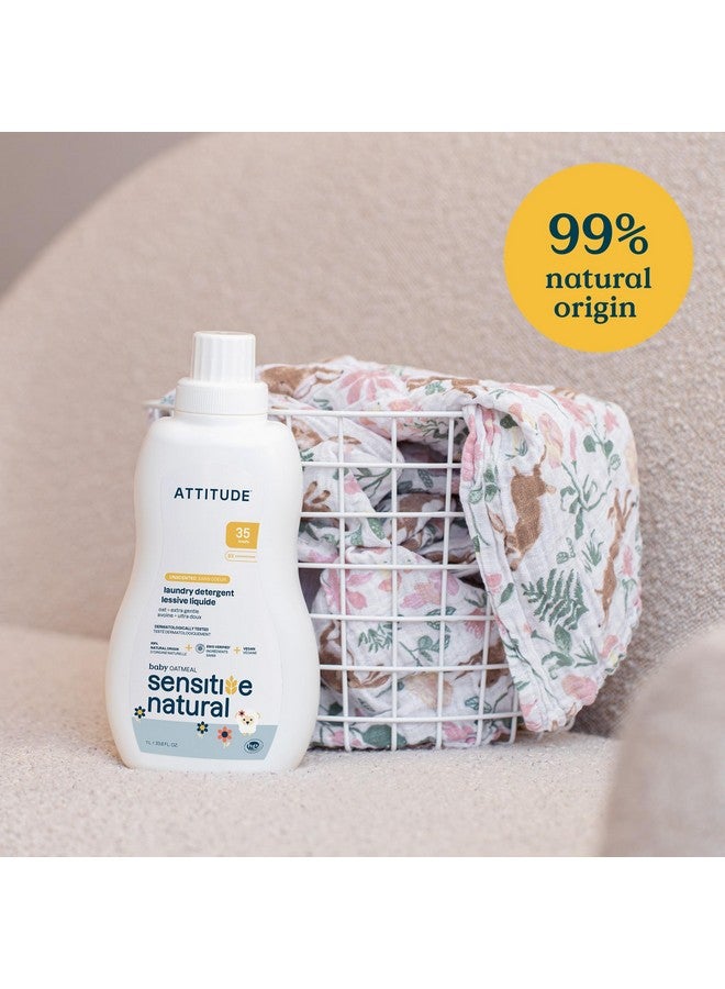 Attitude منظف غسيل الأطفال من أتيتيود، معتمد من EWG، تركيبة نباتية ومعادن، متوافق مع HE، منتجات منزلية نباتية، بدون رائحة، حساس، 33.8 أونصة سائلة، 35 غسلة - Image 1