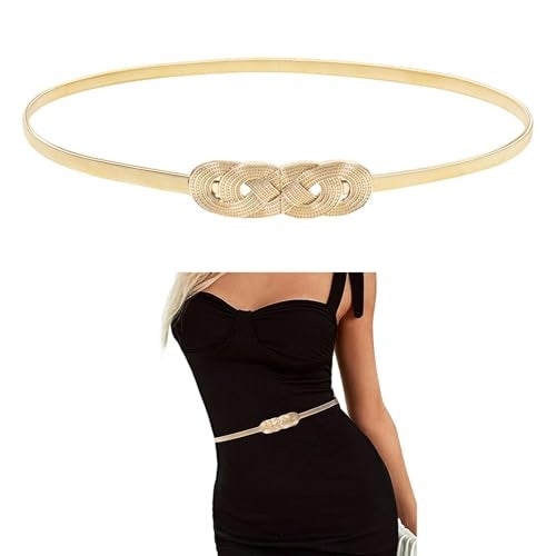 E-Clover Fashion Stretch Belts for Women Gold Skinny Belt for Dress Waistband - Image 1