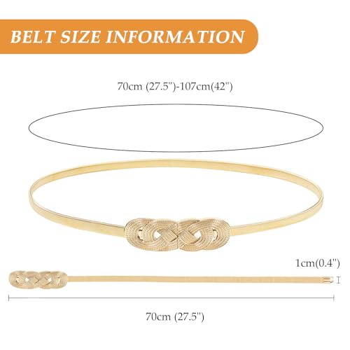 E-Clover Fashion Stretch Belts for Women Gold Skinny Belt for Dress Waistband - Image 4
