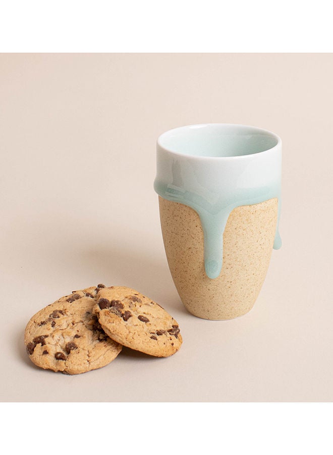 NIBEMINENT Ceramic Coffee Cup With Glazed Detail Blue/Beige - Image 1